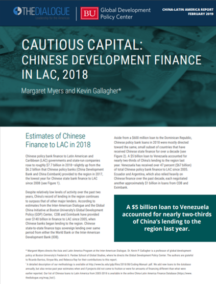 Cautious Capital: Chinese Development Finance in LAC, 2018 – China and ...